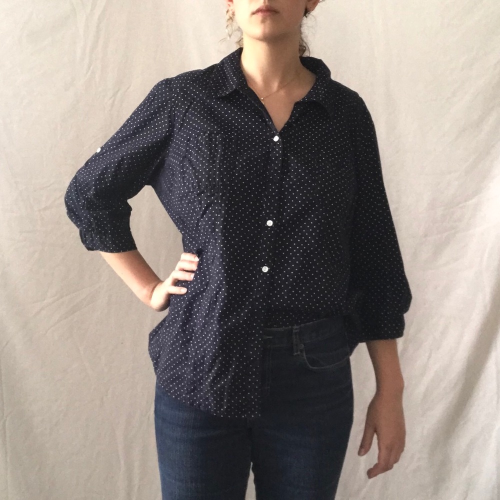 Polka Dot Navy Blouse